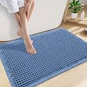 Smiry Waffle Bath Mat 30X20, Extra Soft Absorbent Bathroom Rugs, Blue
