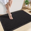 Smiry Waffle Bath Mat 30X20, Extra Soft Absorbent Bathroom Rugs, Black