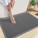 Smiry Waffle Bath Mat 30X20, Extra Soft Absorbent Bathroom Rugs, Dark Grey