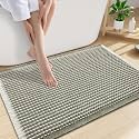 Smiry Waffle Bath Mat 30X20, Soft Absorbent Bathroom Rugs, Green &amp; Cream
