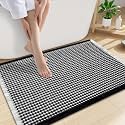 Smiry Waffle Bath Mat 30X20, Soft Absorbent Bathroom Rugs, Black &amp; Cream