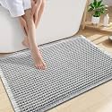 Smiry Waffle Bath Mat 30X20, Soft Absorbent Bathroom Rug, Lightgrey &amp; Cream
