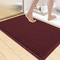 Smiry Waffle Bath Mat 36X24, Extra Soft Absorbent Bathroom Rugs, Burgundy