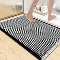 Smiry Waffle Bath Mat 36X24, Soft Absorbent Bathroom Rugs, Black &amp; Cream