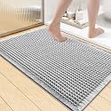 Smiry Waffle Bath Mat 36X24, Soft Absorbent Bathroom Rug, Lightgrey &amp; Cream