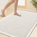 Smiry Waffle Bath Mat 40X32, Extra Soft Absorbent Bathroom Rugs, Off-White