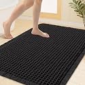 Smiry Waffle Bath Mat 40X32, Extra Soft Absorbent Bathroom Rugs, Black