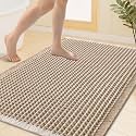 Smiry Waffle Bath Mat 40X32, Soft Absorbent Bathroom Rugs, Brown &amp; Cream