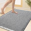 Smiry Waffle Bath Mat 40X32, Soft Absorbent Bathroom Rug, Darkgrey &amp; Cream
