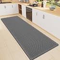Smiry Waffle Bath Mat 47X16, Extra Soft Absorbent Bathroom Rugs, Dark Grey