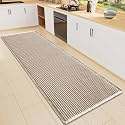 Smiry Waffle Bath Mat 47X16, Soft Absorbent Bathroom Rugs, Brown &amp; Cream