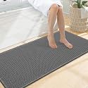 Smiry Waffle Bath Mat 47X20, Extra Soft Absorbent Bathroom Rugs, Dark Grey