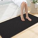 Smiry Waffle Bath Mat 47X20, Extra Soft Absorbent Bathroom Rugs, Black