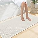 Smiry Waffle Bath Mat 47X20, Extra Soft Absorbent Bathroom Rugs, Off-White