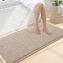Smiry Waffle Bath Mat 47X20, Soft Absorbent Bathroom Rugs, Brown &amp; Cream
