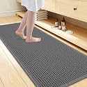 Smiry Waffle Bath Mat 47X24, Extra Soft Absorbent Bathroom Rugs, Dark Grey