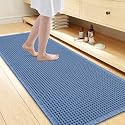 Smiry Waffle Bath Mat 47X24, Extra Soft Absorbent Bathroom Rugs, Blue