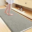 Smiry Waffle Bath Mat 47X24, Soft Absorbent Bathroom Rugs, Green &amp; Cream