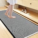 Smiry Waffle Bath Mat 47X24, Soft Absorbent Bathroom Rugs, Black &amp; Cream