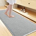 Smiry Waffle Bath Mat 47X24, Soft Absorbent Bathroom Rug, Lightgrey &amp; Cream