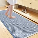 Smiry Waffle Bath Mat 47X24, Soft Absorbent Bathroom Rugs, Blue &amp; Cream