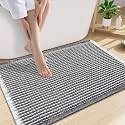 Smiry Waffle Bath Mat 47X32, Soft Absorbent Bathroom Rug, Darkgrey &amp; Cream