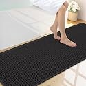 Smiry Waffle Bath Mat 59X20, Extra Soft Absorbent Bathroom Rugs, Black