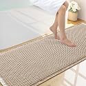 Smiry Waffle Bath Mat 59X20, Soft Absorbent Bathroom Rugs, Brown &amp; Cream