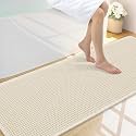 Smiry Waffle Bath Mat 59X20, Soft Absorbent Bathroom Rugs, Cream Beige