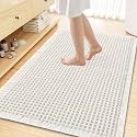 Smiry Waffle Bath Mat 59X35, Extra Soft Absorbent Bathroom Rugs, Off-White