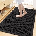 Smiry Waffle Bath Mat 59X35, Extra Soft Absorbent Bathroom Rugs, Black