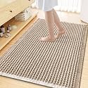 Smiry Waffle Bath Mat 59X35, Soft Absorbent Bathroom Rugs, Brown &amp; Cream
