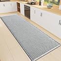 Smiry Waffle Bath Mat 60X16, Soft Absorbent Bathroom Rug, Lightgrey &amp; Cream