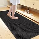 Smiry Waffle Bath Mat 60X24, Extra Soft Absorbent Bathroom Rugs, Black