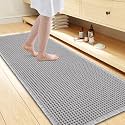 Smiry Waffle Bath Mat 60X24, Extra Soft Absorbent Bathroom Rugs, Light Grey