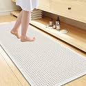 Smiry Waffle Bath Mat 60X24, Extra Soft Absorbent Bathroom Rugs, Off-White