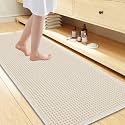 Smiry Waffle Bath Mat 60X24, Soft Absorbent Bathroom Rugs, Cream Beige