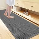 Smiry Waffle Bath Mat 72X24, Extra Soft Absorbent Bathroom Rugs, Dark Grey