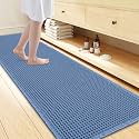 Smiry Waffle Bath Mat 72X24, Extra Soft Absorbent Bathroom Rugs, Blue