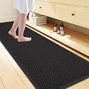 Smiry Waffle Bath Mat 72X24, Extra Soft Absorbent Bathroom Rugs, Black