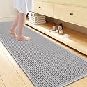 Smiry Waffle Bath Mat 72X24, Extra Soft Absorbent Bathroom Rugs, Light Grey