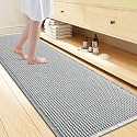 Smiry Waffle Bath Mat 72X24, Soft Absorbent Bathroom Rug, Lightgrey &amp; Cream
