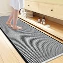 Smiry Waffle Bath Mat 72X24, Soft Absorbent Bathroom Rugs, Black &amp; Cream