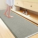 Smiry Waffle Bath Mat 72X24, Soft Absorbent Bathroom Rugs, Green &amp; Cream