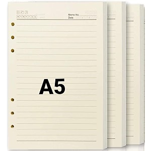 smkt a5 planner refill 6-hole refills ruled natural sheet for loose leaf binder notebook 100 sheets200 pages notes paper for file-o-fax bullet journals diary pack of 3