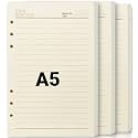 SMKT™ A5 Planner Refill, 6-Hole Refills Ruled Natural Sheet for Loose Leaf Binder Notebook, 100 Sheets/200 Pages Notes paper for File-o-fax Bullet Journals Diary, Pack of 3