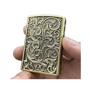 smoke king vintage brass trench lighter  windproof refillable flint wheel lighter with fuel window  classic zorro design fuel not included