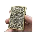 Smoke King Vintage Brass Trench Lighter | Windproof Refillable Flint Wheel Lighter with Fuel Window | Classic Zorro Design (Fuel Not Included)