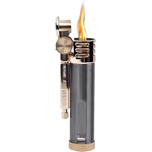 smoke king vintage brass trench lighter  windproof refillable flint wheel lighter with fuel window  classic zorro design fuel not included