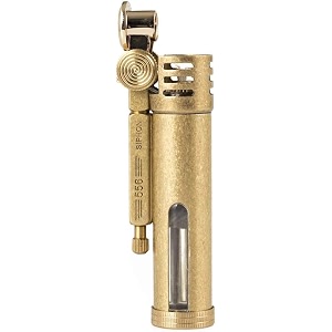 smoke king vintage brass trench lighter  refillable retro oil lighter with adjustable flame amp o-ring seal  zorro fuel not included